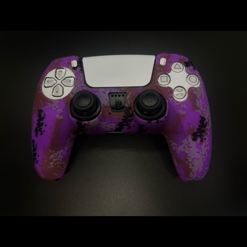 PS5 2X1 Silicone Controller Gel Grip Protector (Purple-Green-Red Camouflage) 🎮